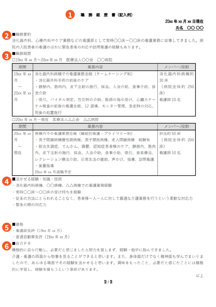 【転職回数が多い看護師】職務経歴書の書き方・例文